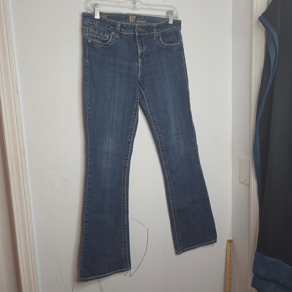 KUT from the Kloth Bootcut Jeans Dark Wash Blue Size 6 Contrast Stitch Denim
